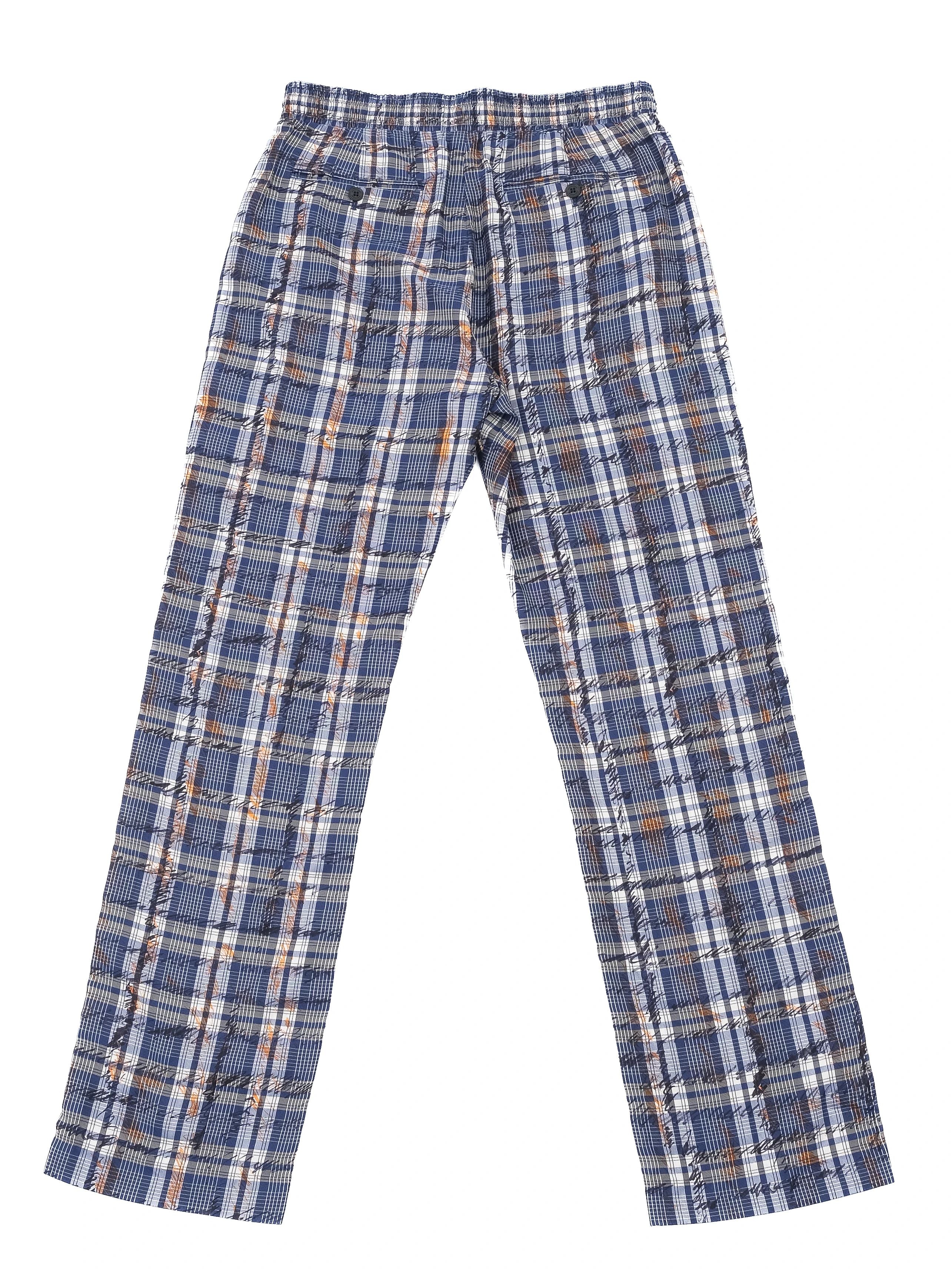 Excellent Burberry Plaid Pants Blue Orange Silk Size M