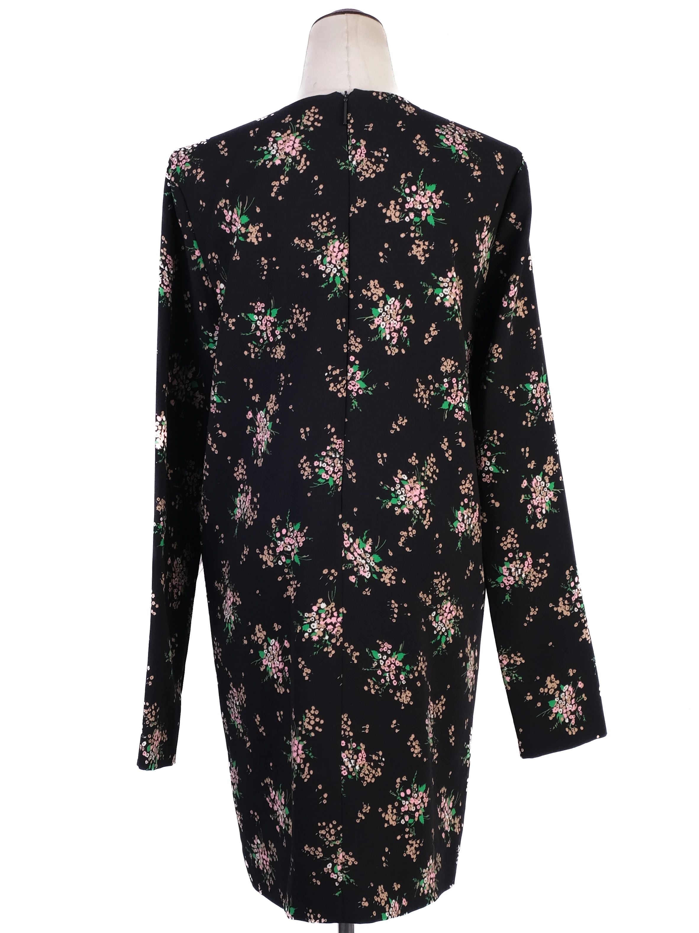 Excellent MSGM Black Floral Dress with Feather Embellishments Size XL
