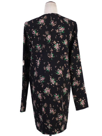 Excellent MSGM Black Floral Dress with Feather Embellishments Size XL