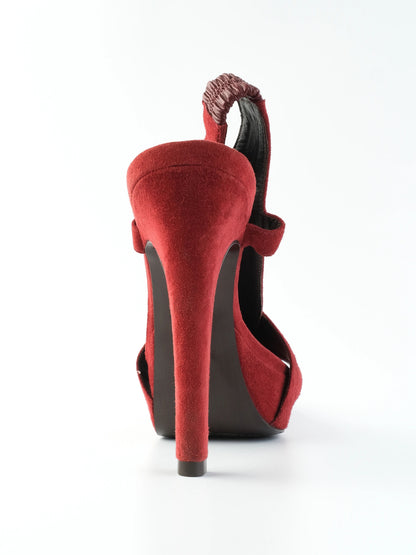 Excellent Diane von Furstenberg Red Leather Slingback Heels Size 37.5