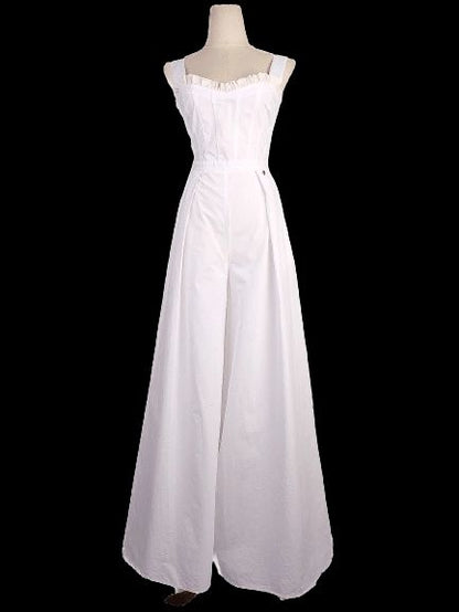 Perfect Elisabetta Franchi White Ruffled Jumpsuit Size 40