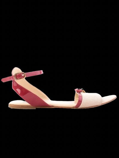 Excellent Dolce Gabbana Red Sandals Fabric Size 36 with Ankle Strap