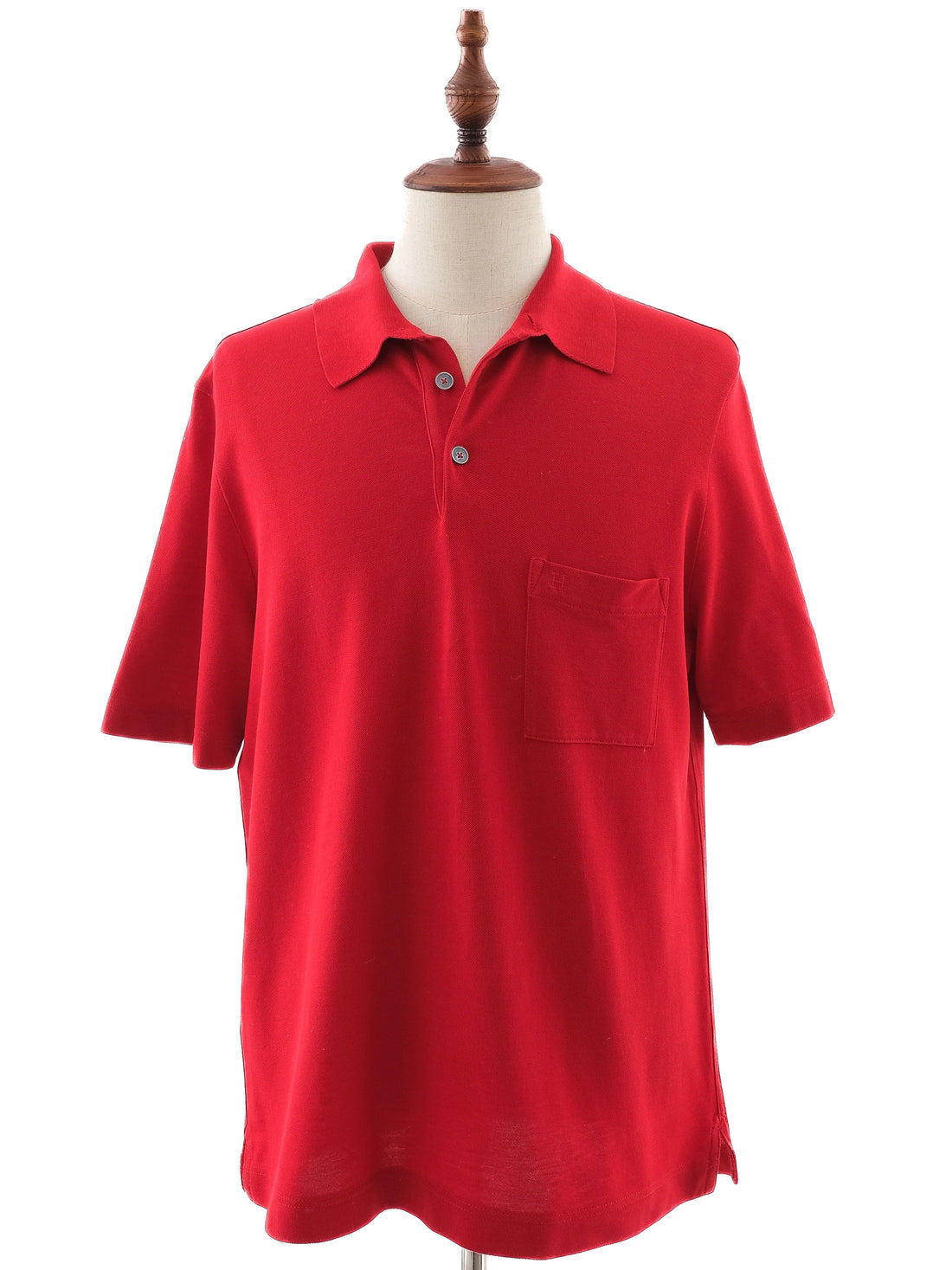 Excellent Hermes Red Cotton Polo Shirt Size L for Men