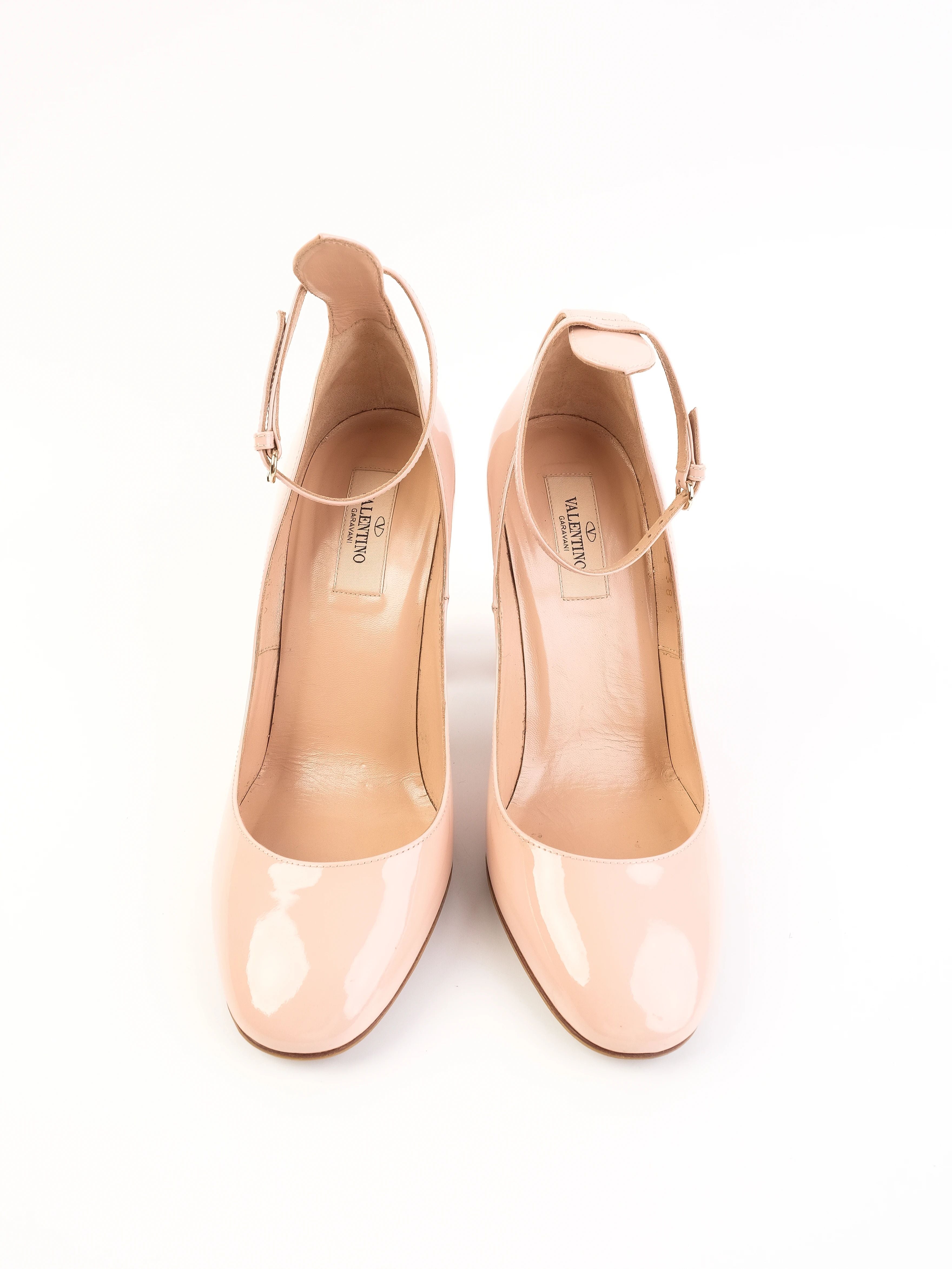 Excellent Valentino Pink Leather High Heels Size 38.5 with Ankle Strap