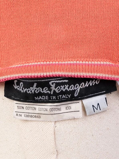 Excellent Salvatore Ferragamo Orange Cotton Blouse Size M