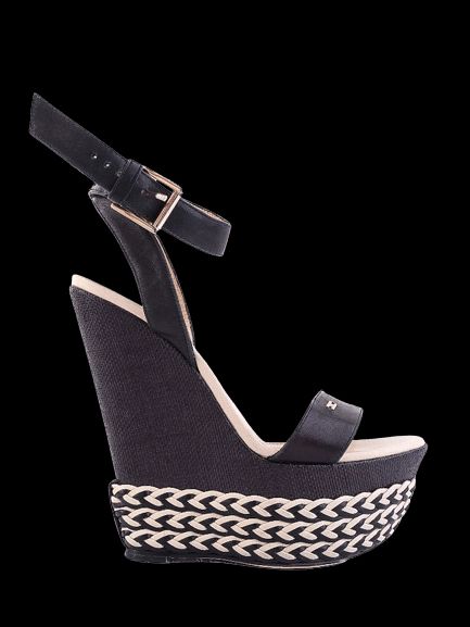 Average Condition Elisabetta Franchi Black Wedge Sandals Size 37