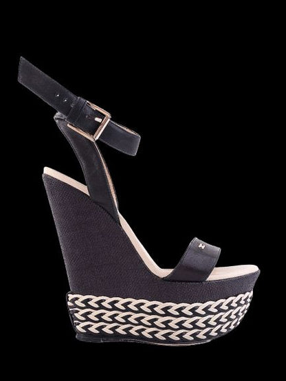 Average Condition Elisabetta Franchi Black Wedge Sandals Size 37