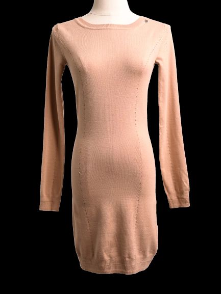 Good Elisabetta Franchi White Long-Sleeve Knitted Dress Size S