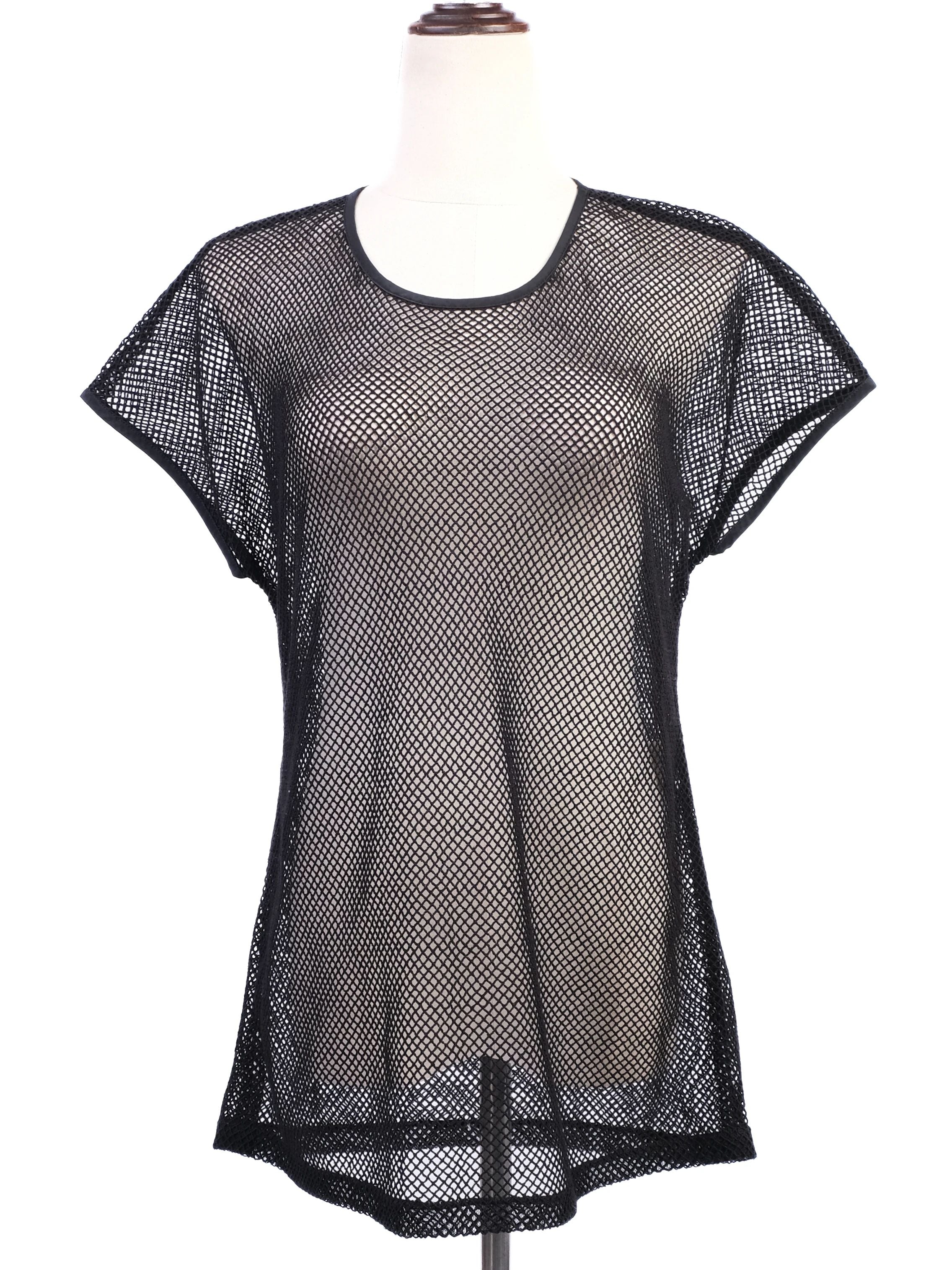 Excellent Dolce Gabbana Black Mesh T-Shirt Size M Silk