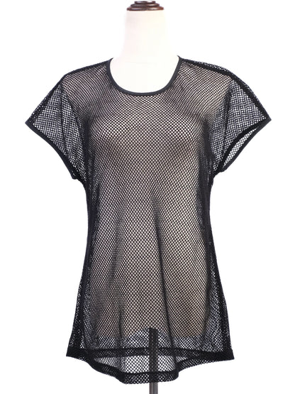 Excellent Dolce Gabbana Black Mesh T-Shirt Size M Silk