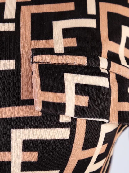 Elisabetta Franchi Dress FF Pattern Combined Color Viscose Excellent Condition