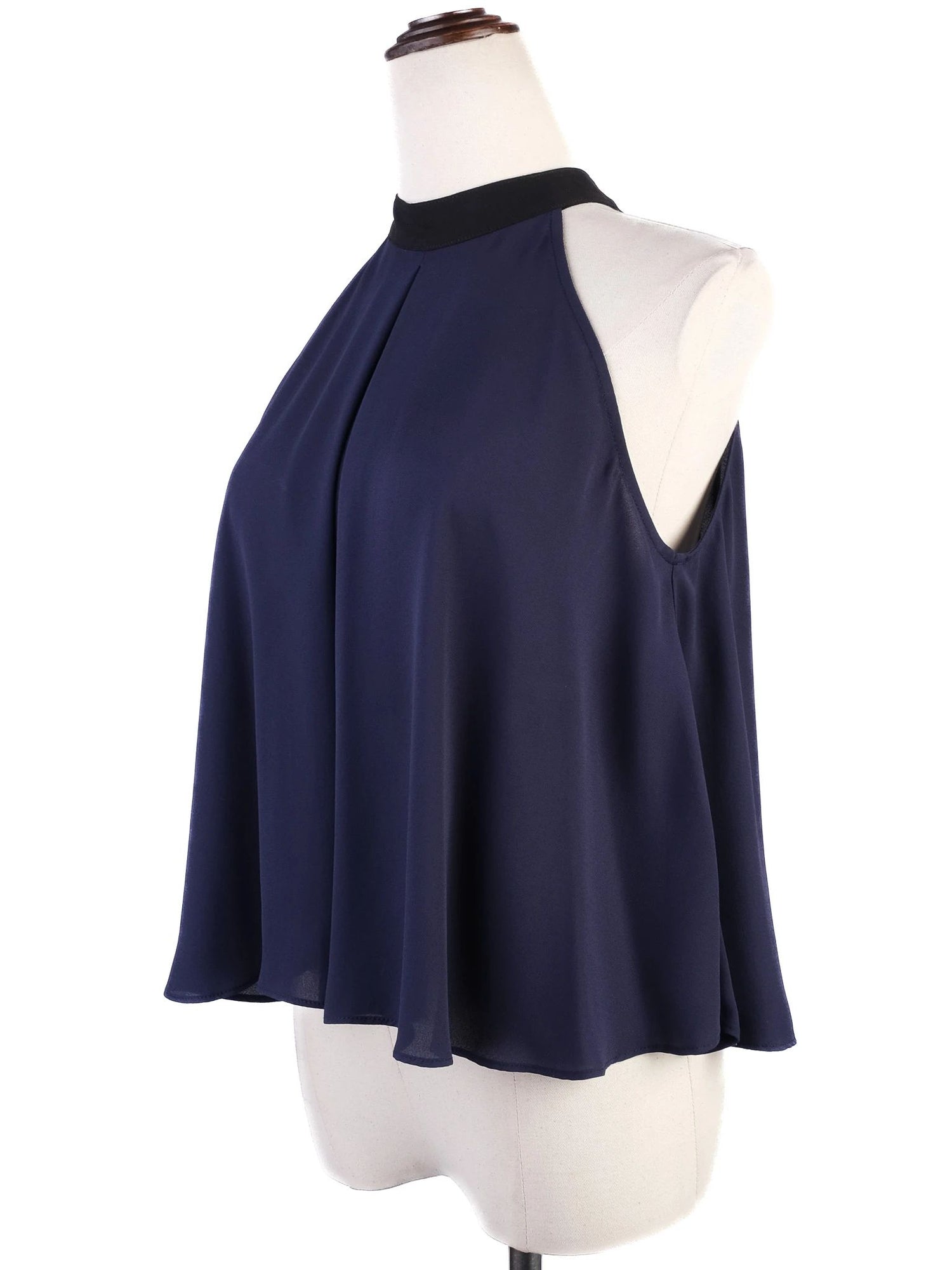 BCBGeneration Blue Halter Top with Black Collar Size XS - Excellent Condition