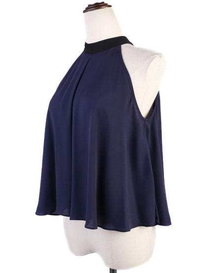 BCBGeneration Blue Halter Top with Black Collar Size XS - Excellent Condition