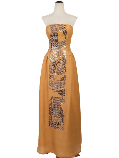 Excellent Missoni Yellow Silk Strapless Evening Gown Size M