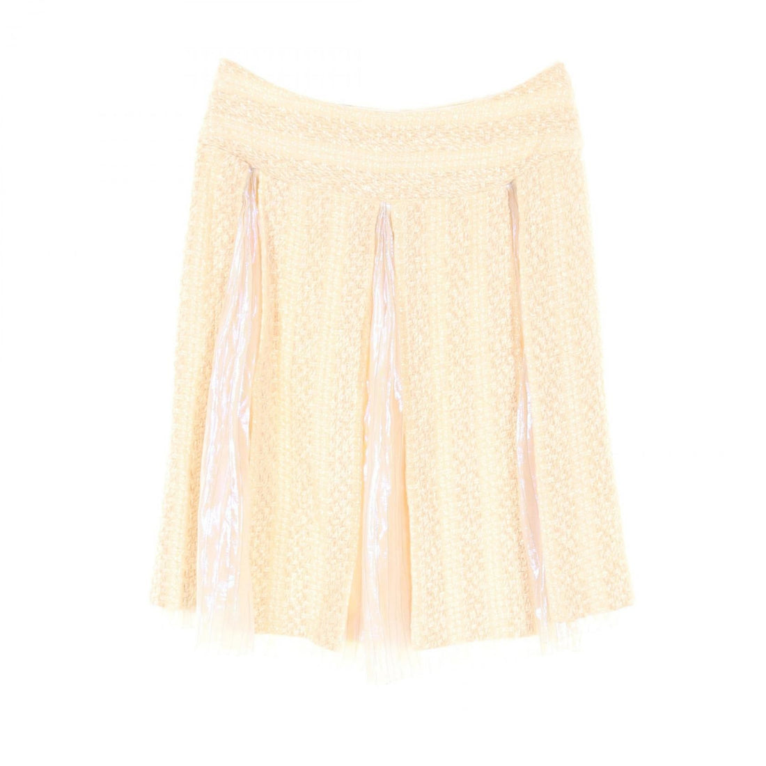 Chanel Beige Pink Skirt Silk Polyester P 23715w 03339