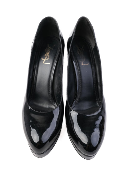 Excellent Yves Saint Laurent Black Leather High Heels Size 41