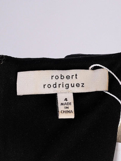 Excellent Robert Rodriguez Black Leather Dress Size 4 S Cut-Out Detail