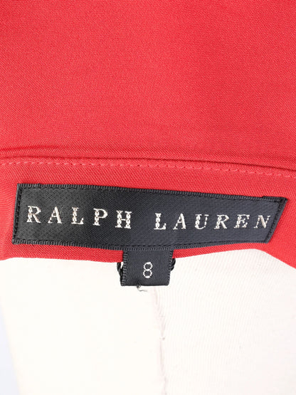 Excellent Ralph Lauren Red Silk Long Sleeve Dress Size L