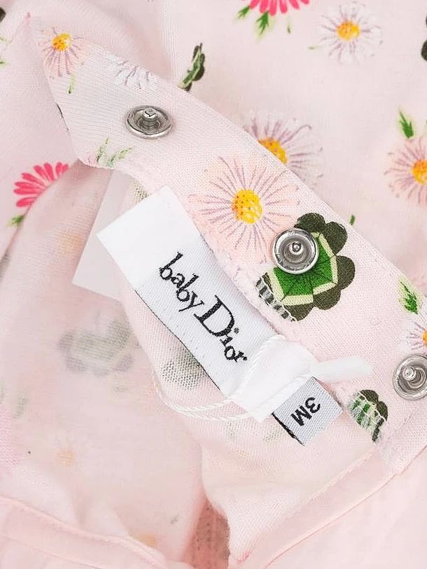 Excellent Baby Dior Floral Onesie Pink Cotton 0-3 Months
