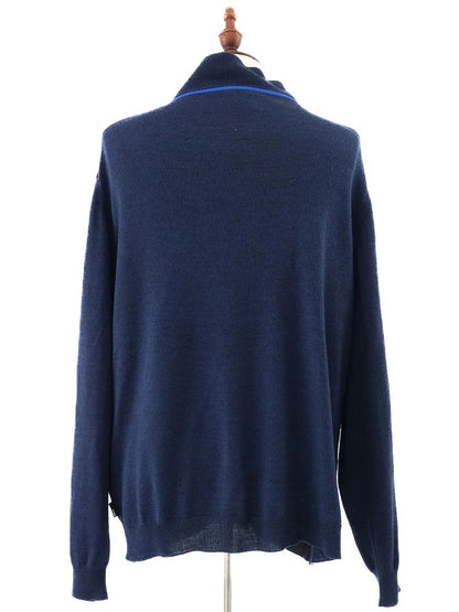 Excellent Armani Collezioni Dark Blue &amp; Black Wool Cardigan Size XL