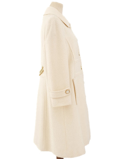 Excellent Luisa Spagnoli White Textured Coat Size L