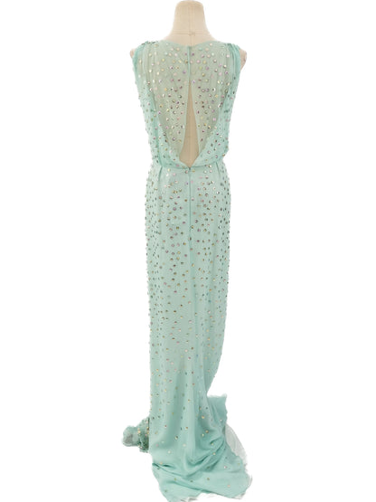 NEW Jenny Packham Green Silk Sleeveless Gown Size M