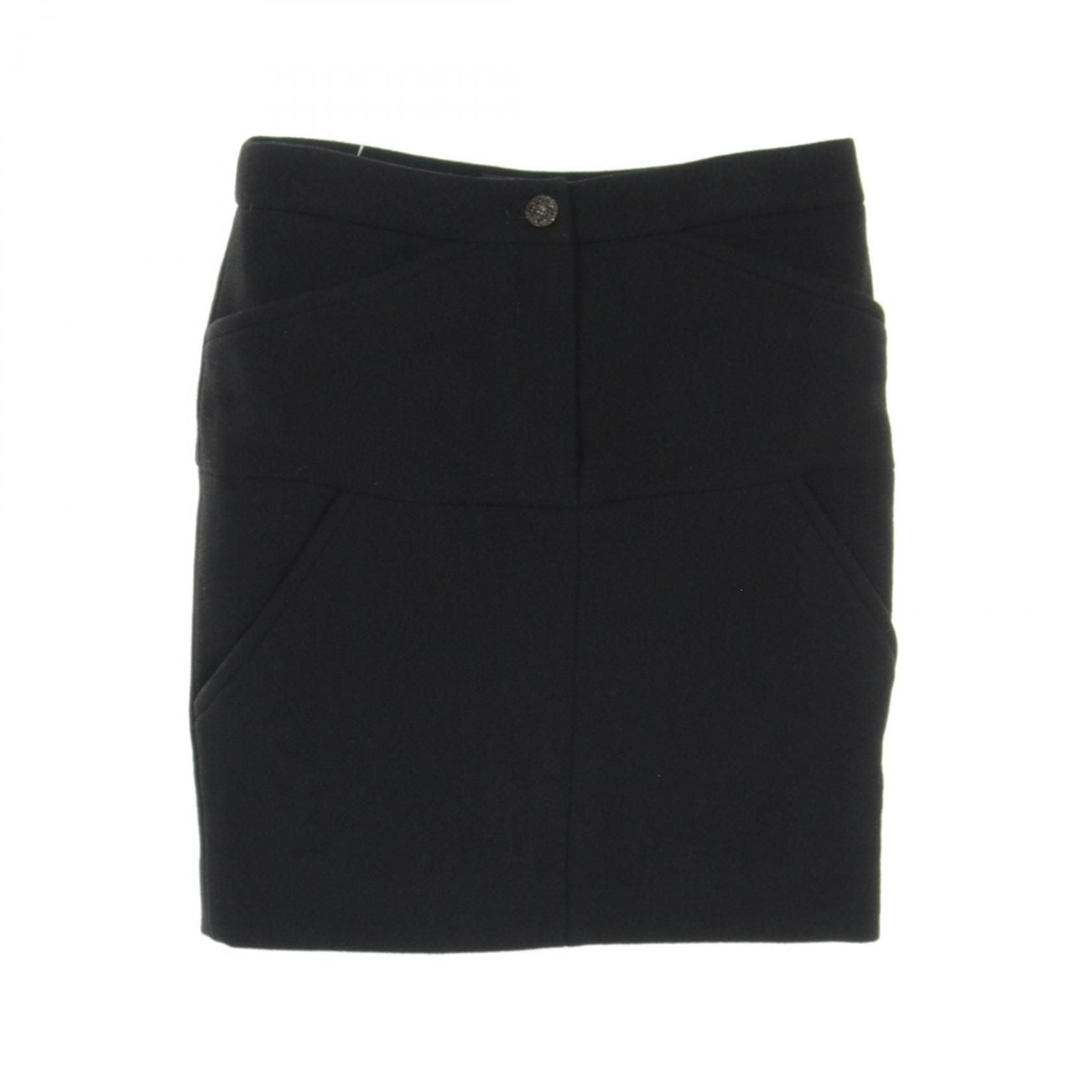 Chanel Black Skirt Wool P 44341v 32650