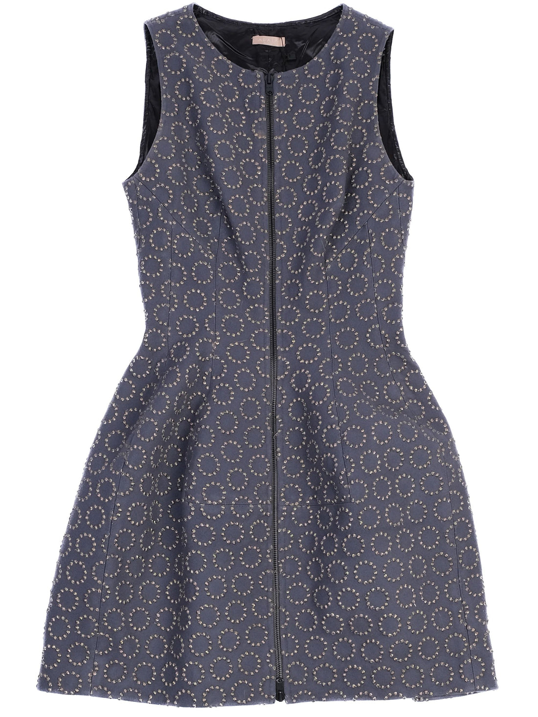 Excellent Alaia Sleeveless Dress Dark Blue Embroidered Wool Size N/A