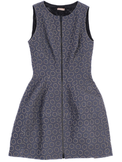 Excellent Alaia Sleeveless Dress Dark Blue Embroidered Wool Size N/A