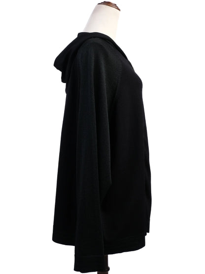 Excellent Marina Rinaldi Black Hooded Jacket XL Viscose YKK Zipper