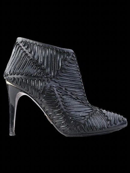 Excellent Roberto Cavalli Black Leather High-Heeled Ankle Boots Size 37.5