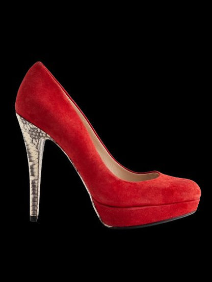 NEW Michael Kors Red High-Heeled Platform Shoes Size 39 Suede