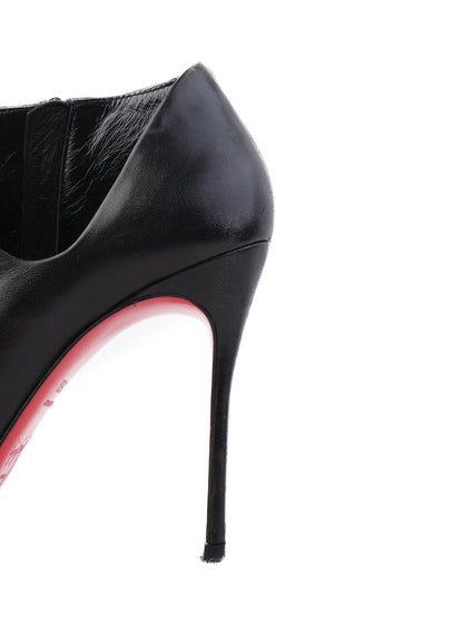 Christian Louboutin Black Leather Ankle Boots Size 35.5 with Red Soles