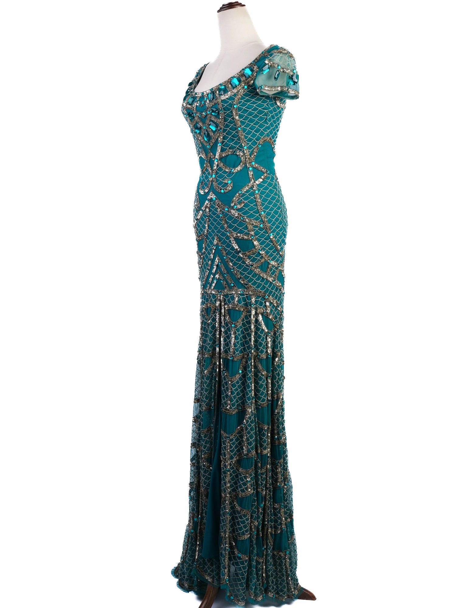 Excellent Temperley London Green Embellished Gown Size S