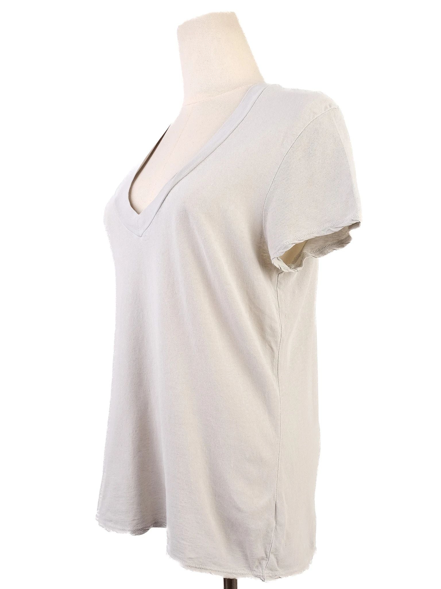 Excellent Standard James Perse Gray Cotton V-Neck T-Shirt Size S