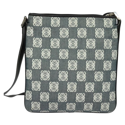 Loewe Anagram Shoulder Bag Canvas Gray Black Silver Auth