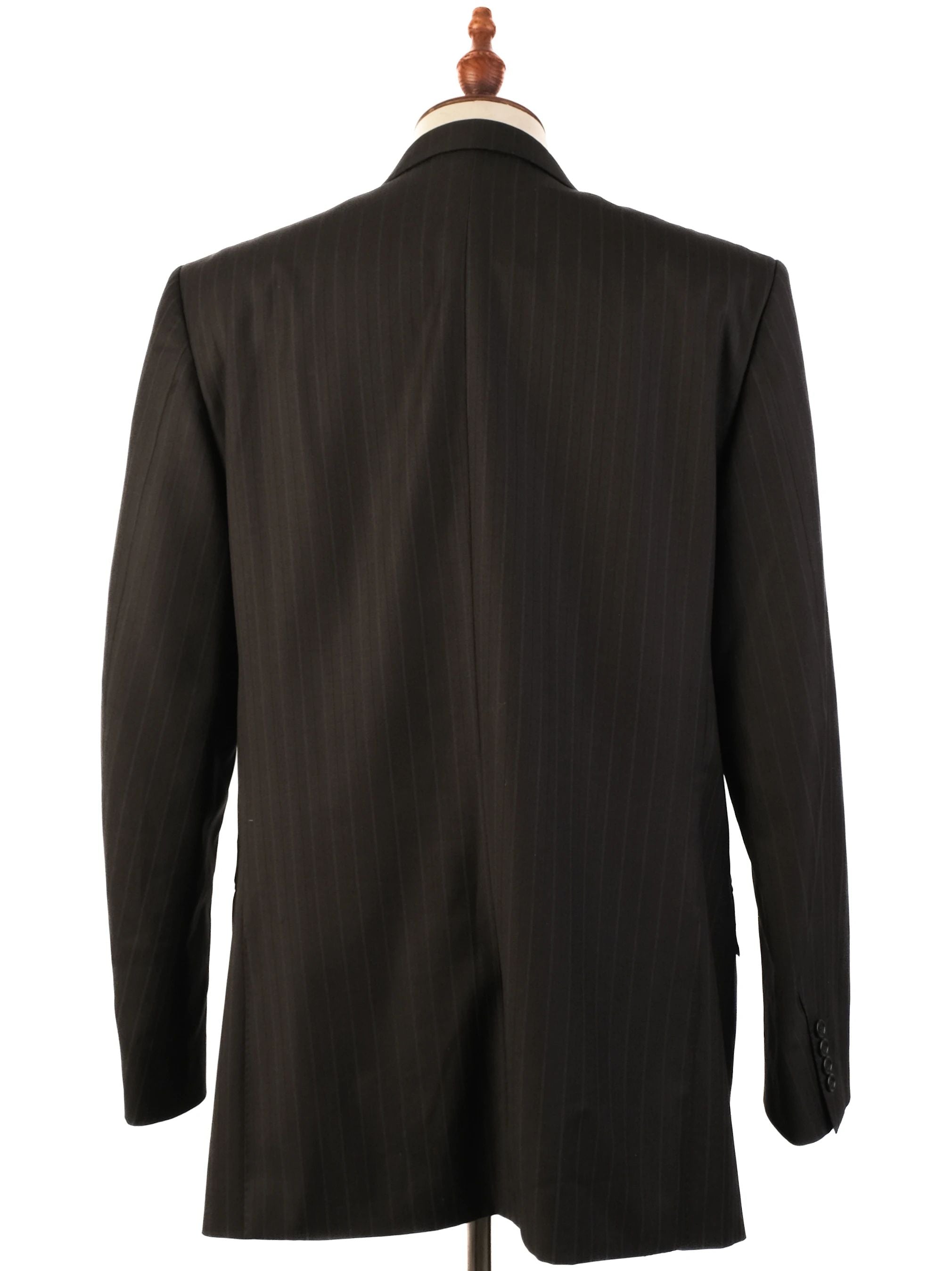 Excellent Canali Black Wool Pinstripe Suit Jacket Size XL