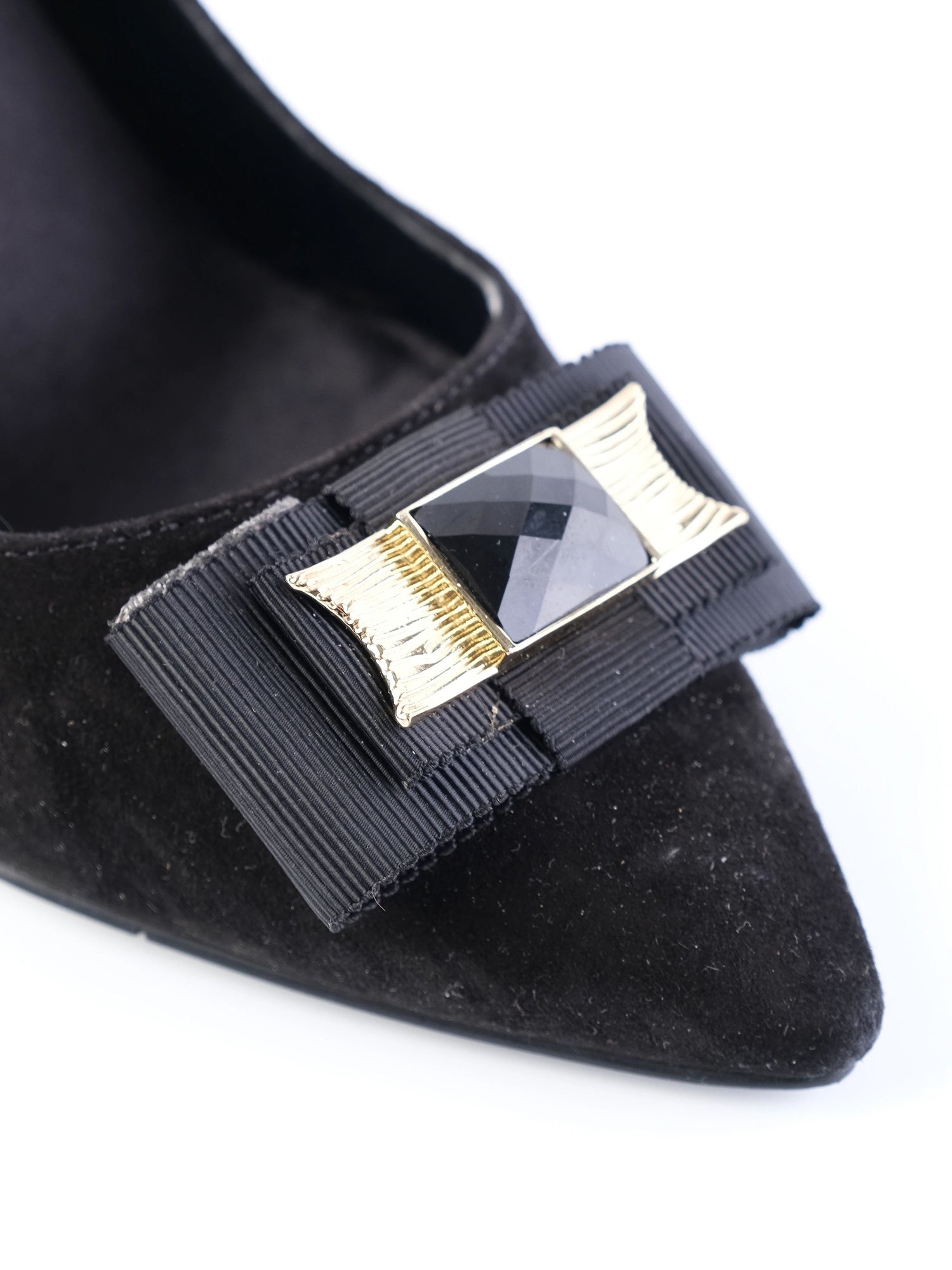 Excellent Nine West Black Genuine Suede High-Heeled Shoes Size 37