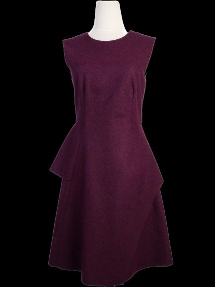 Excellent Sportmax Purple Wool Dress Size S with Peplum Detail