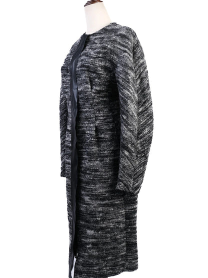 Excellent Sportmax Gray Wool Coat Size M with Textured Pattern