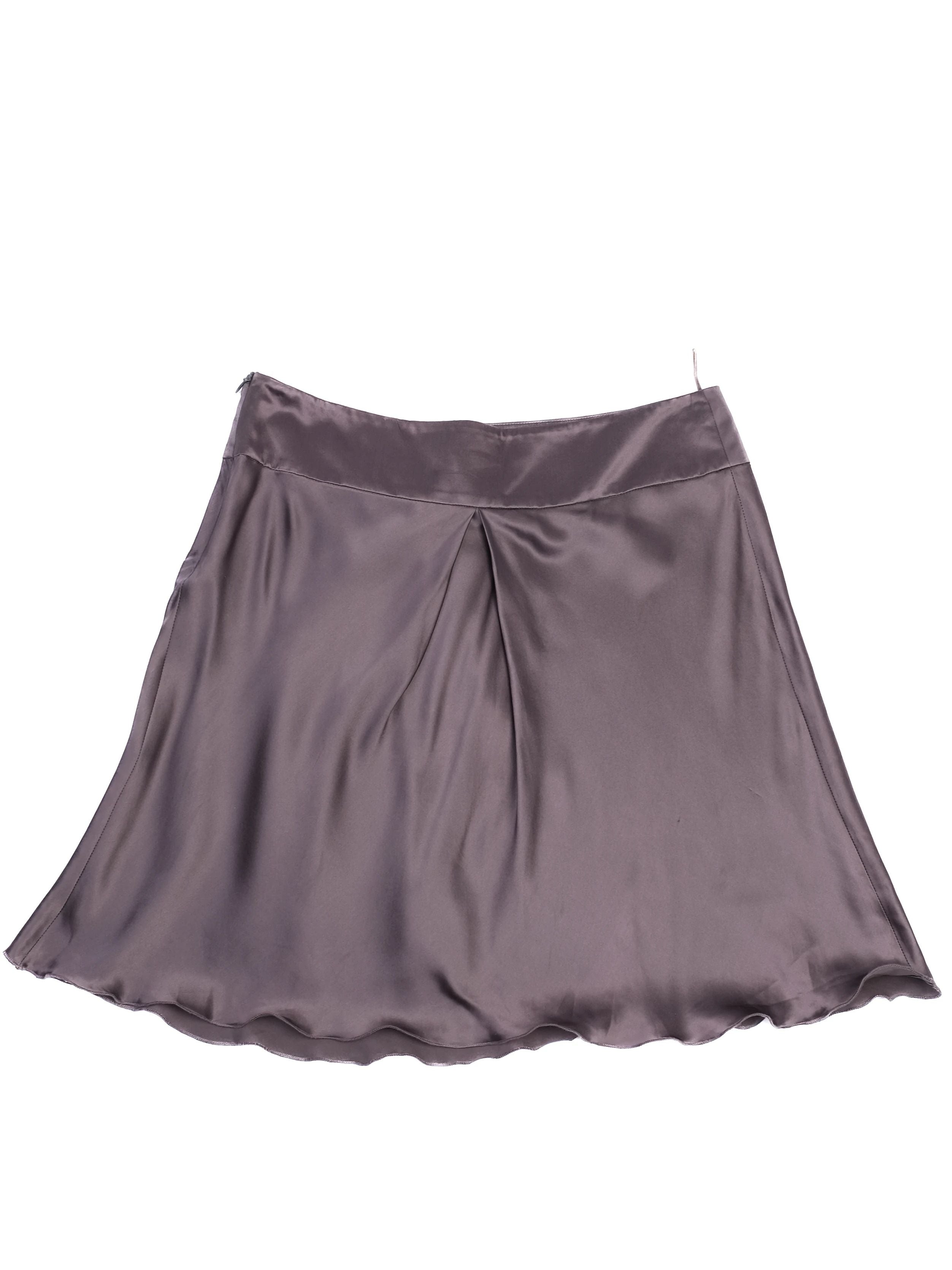 Excellent Philosophy di Alberta Ferretti Gray Silk Satin Skirt Size M