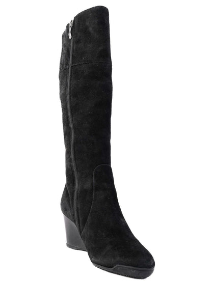 Perfect Giovanni Fabiani Black Leather Wedge-Heeled Boots Size 37