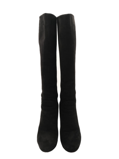 Gucci Black Genuine Suede Knee-High Stiletto Boots Size 36