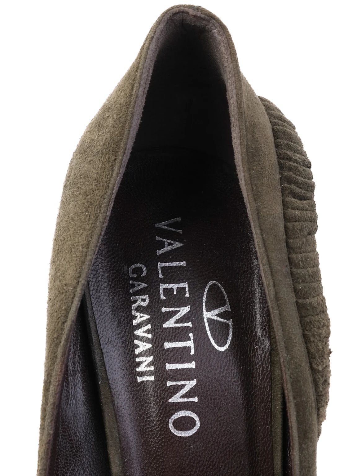 EXCELLENT Valentino Green Stiletto Heels Leather Open Toe Floral Embellishment
