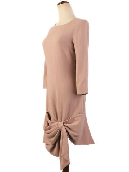 Excellent Azzaro Pink Wool Dress M with Decorative Bow
