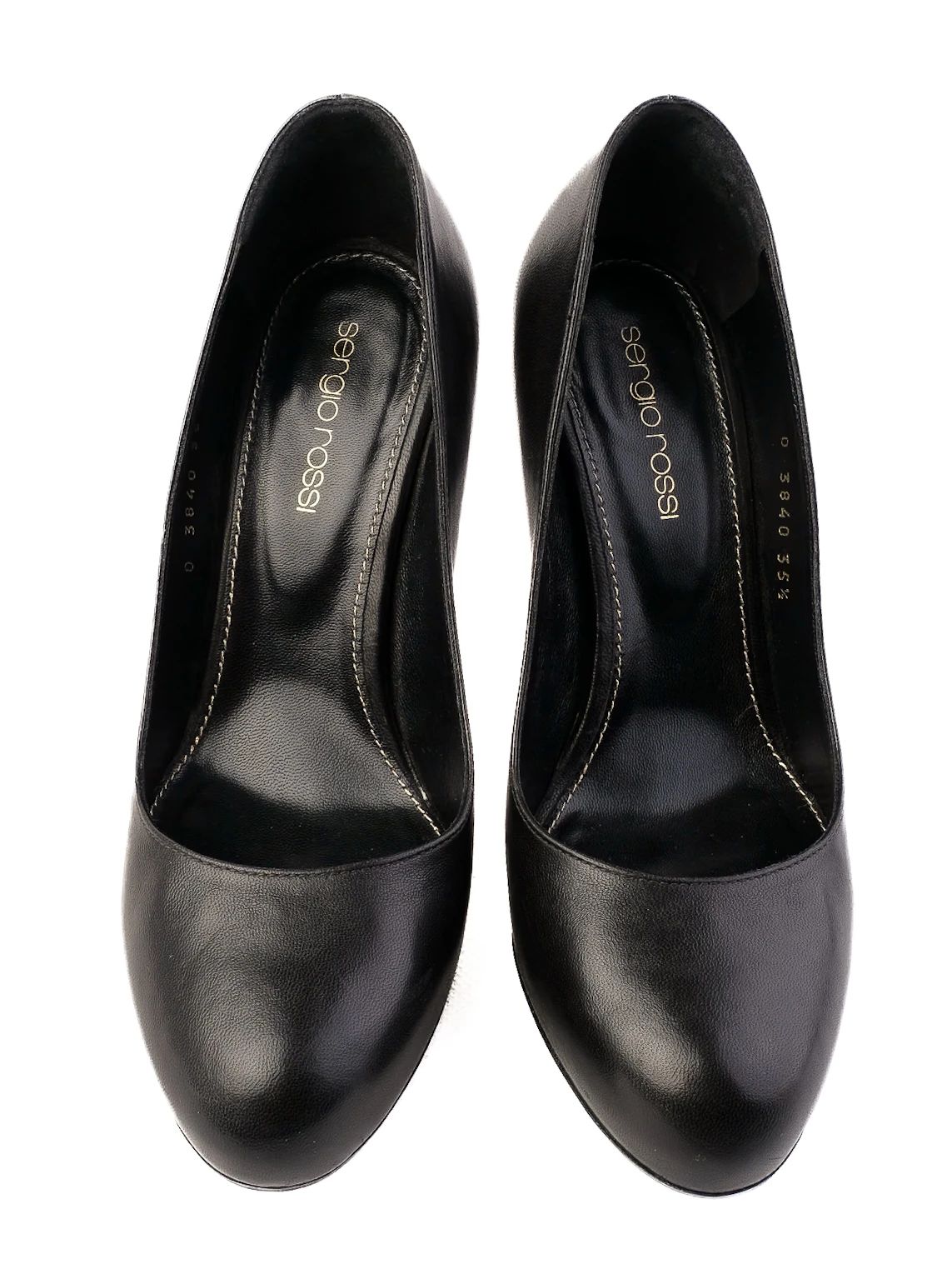 Excellent Sergio Rossi Black Leather High-Heeled Pumps Size 35.5
