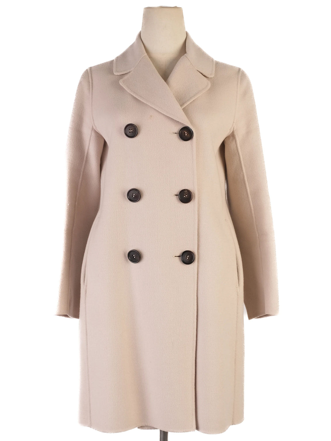 Excellent Max Mara Gray Wool Double-Breasted Coat Size S