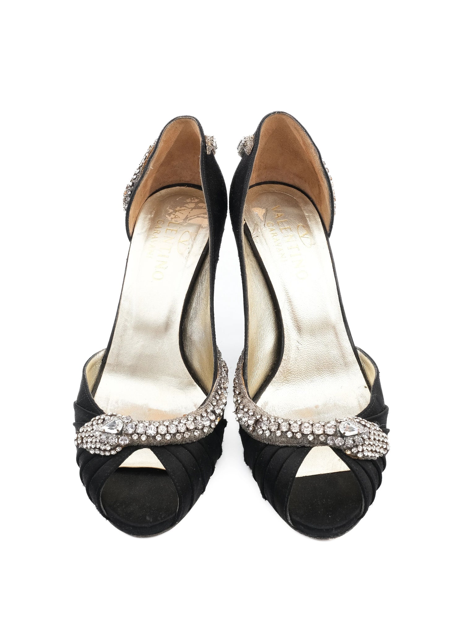 Excellent Valentino Black High-Heeled Shoe Size 40 with Embellishments