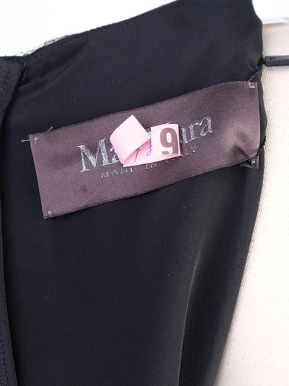 Max Mara Pianoforte Black Lace Long Dress Size L Excellent Condition