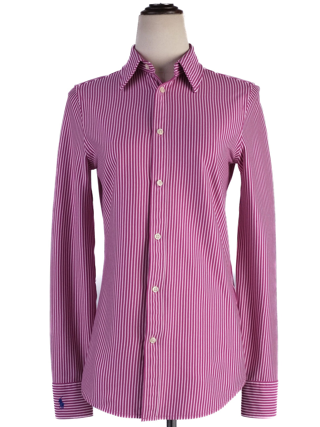 Excellent Polo Ralph Lauren Pink Striped Cotton Shirt Size S